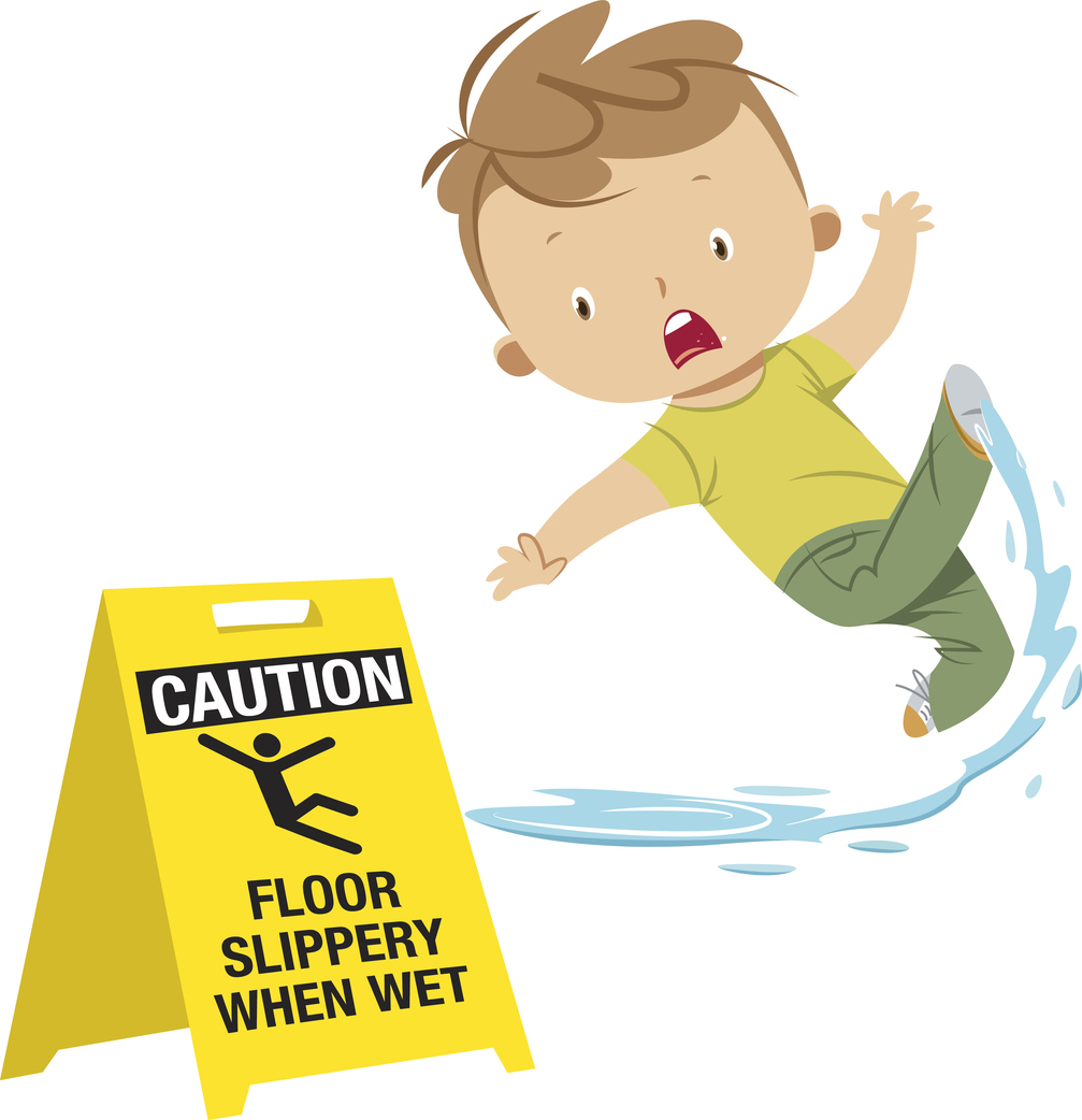 Vector boy slipping on wet floor